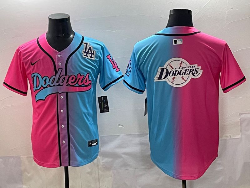 Men 2025 Los Angeles Dodgers Blank Blue pink Game Nike MLB Jersey style 0030